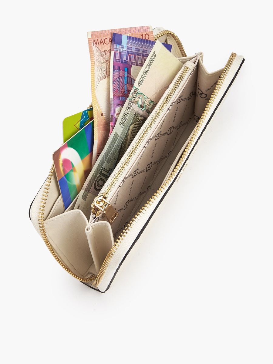 Floral Embossed Zip Around Wallet
