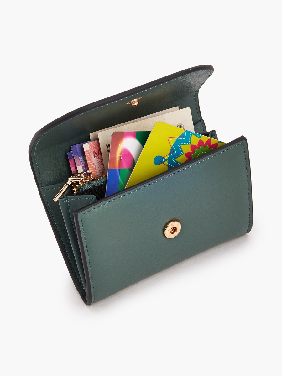 Solid Wallet with Button Closure