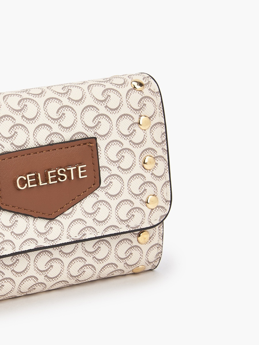 Stud Embellished Wallet with Button Closure