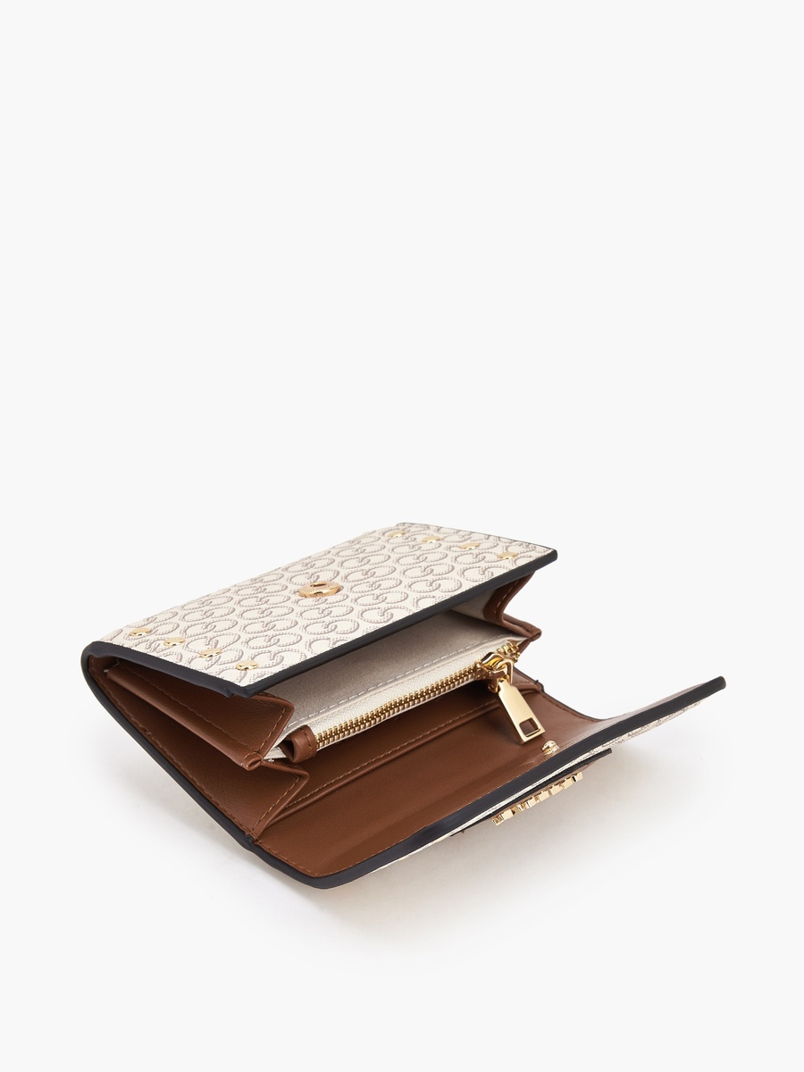 Stud Embellished Wallet with Button Closure
