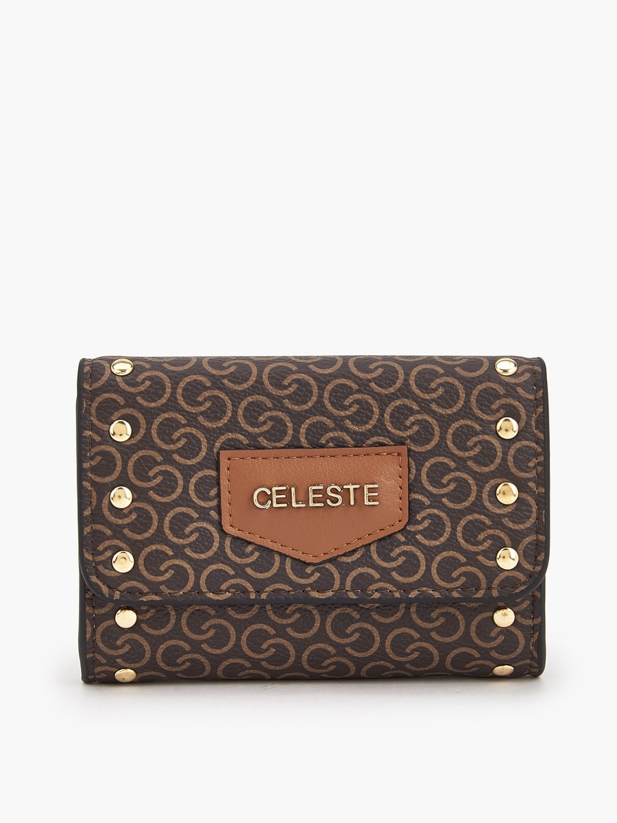 Stud Embellished Wallet with Button Closure