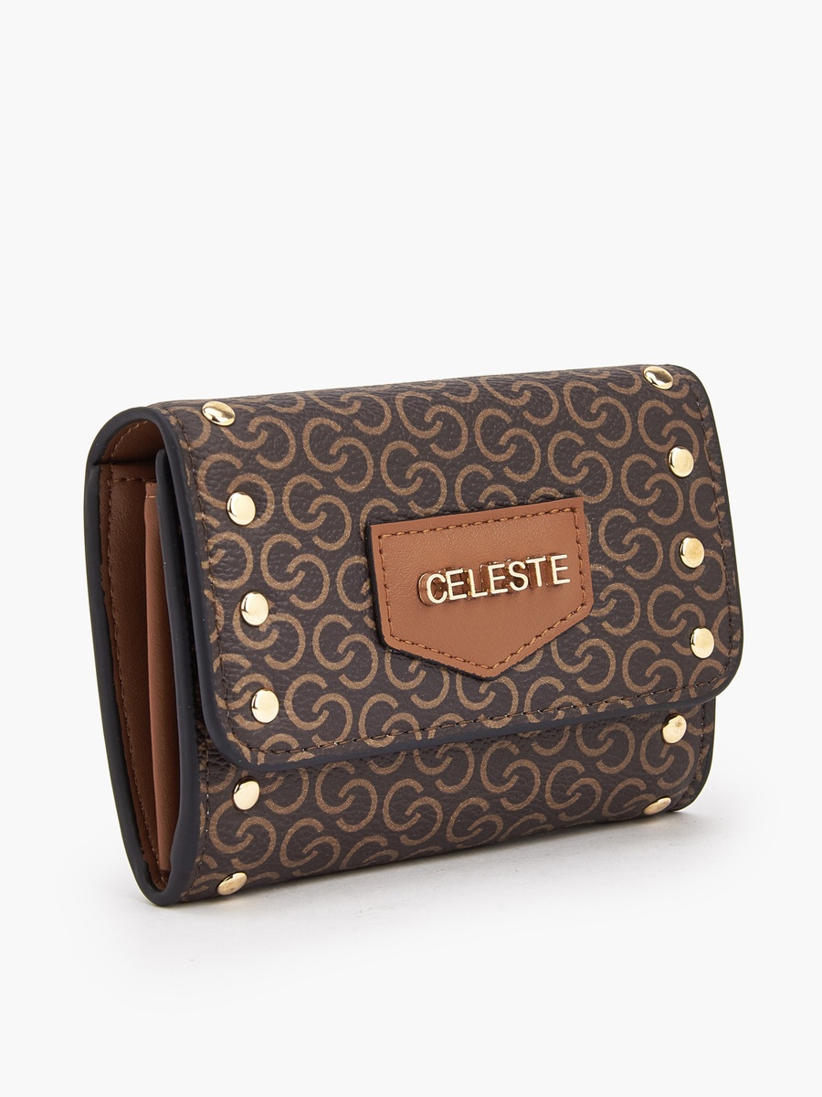 Stud Embellished Wallet with Button Closure
