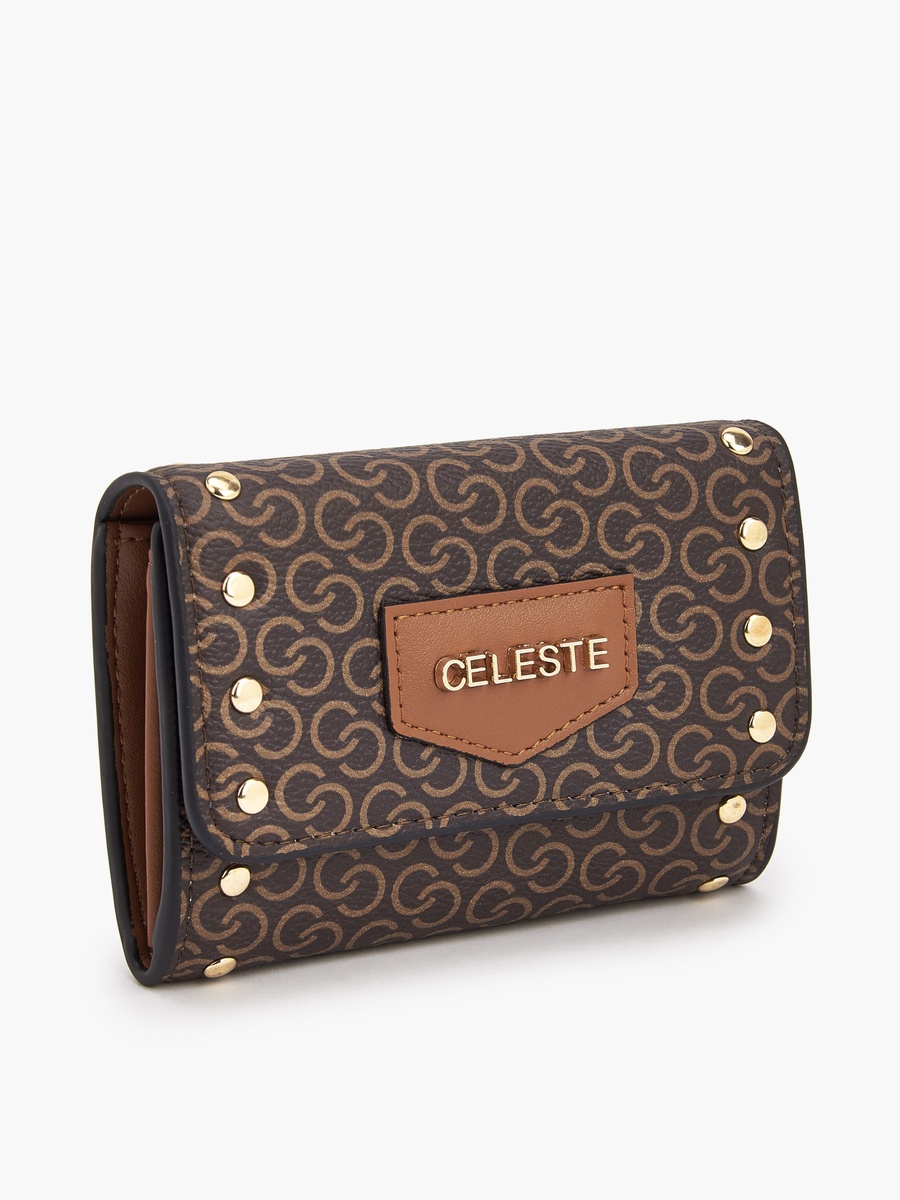 Stud Embellished Wallet with Button Closure