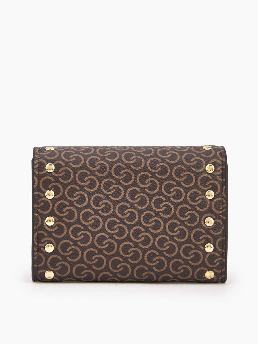 Stud Embellished Wallet with Button Closure