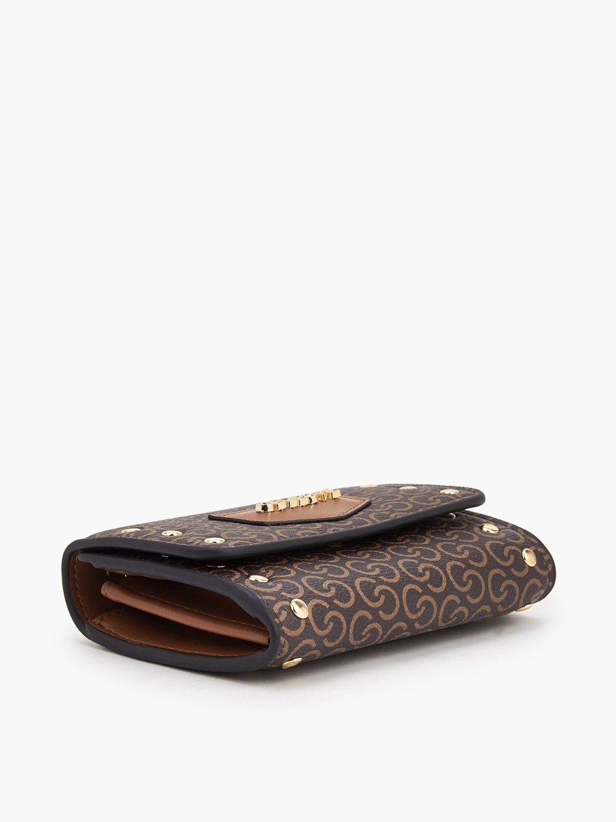 Stud Embellished Wallet with Button Closure