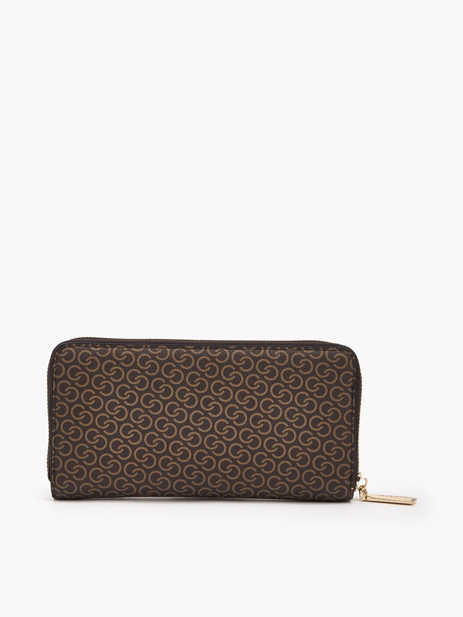 Floral Print Wallet with Zip Closure