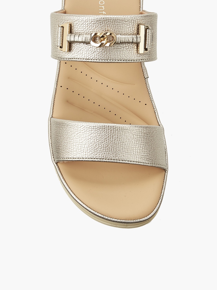 Women Metallic Detail Slide Sandals