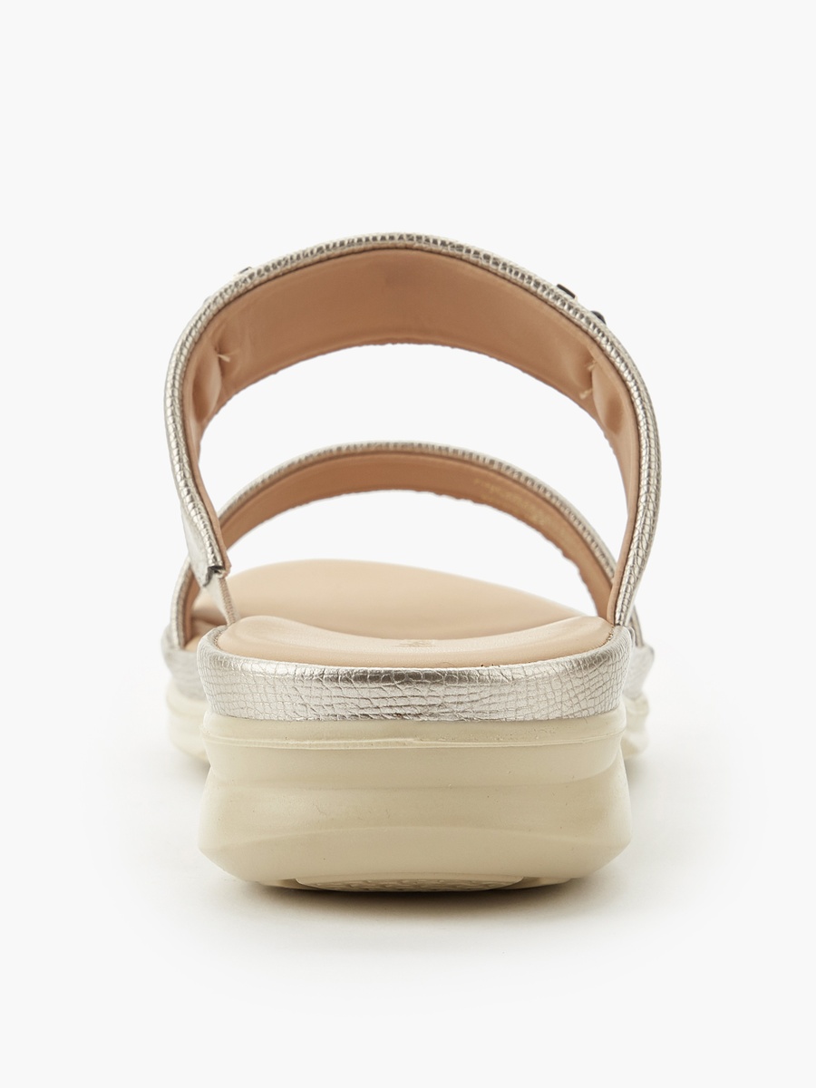 Women Metallic Detail Slide Sandals