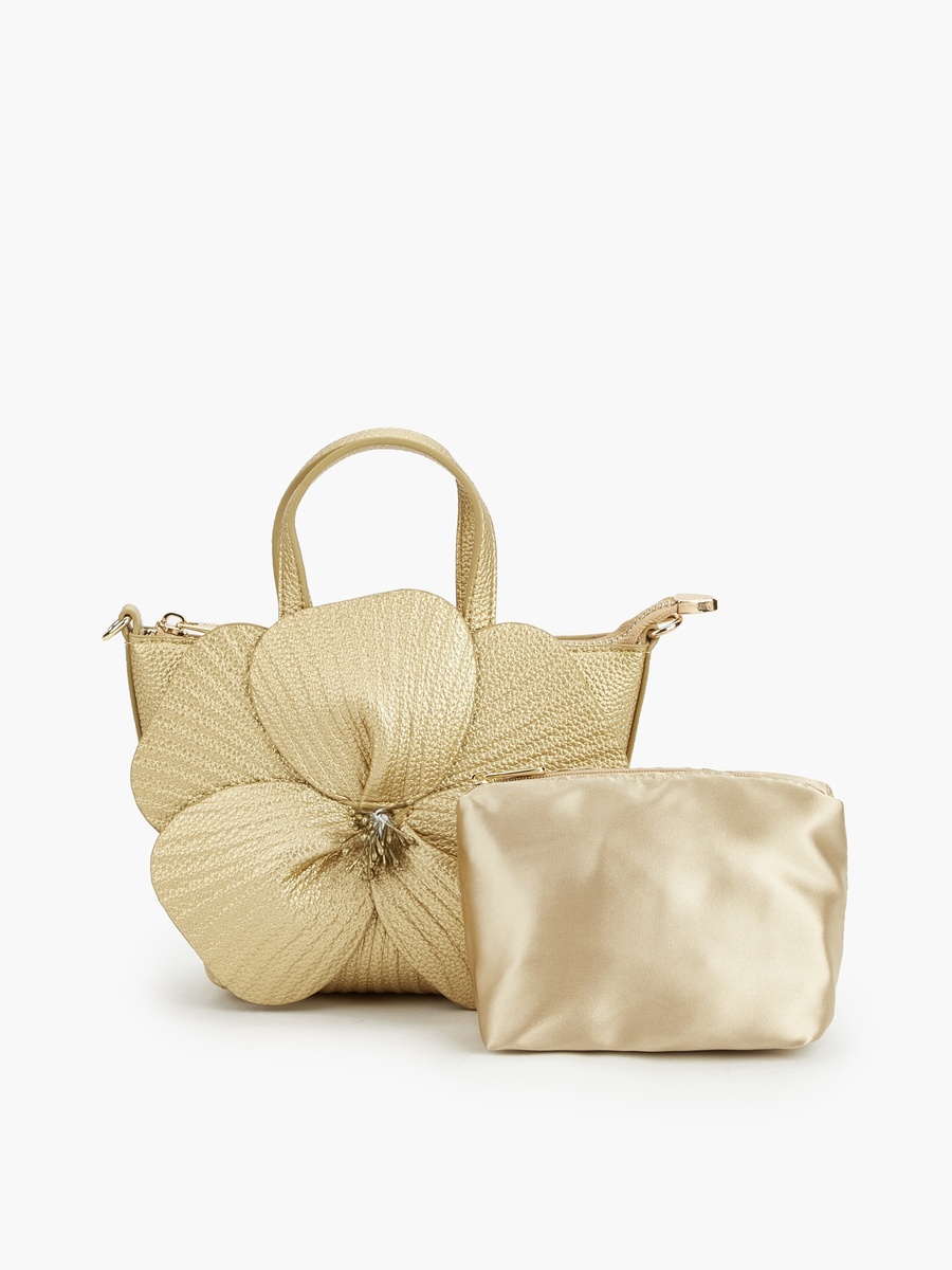 Floral Applique Tote Bag with Pouch