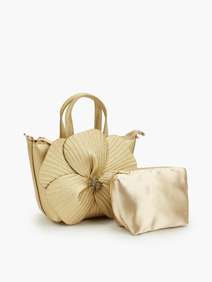 Floral Applique Tote Bag with Pouch