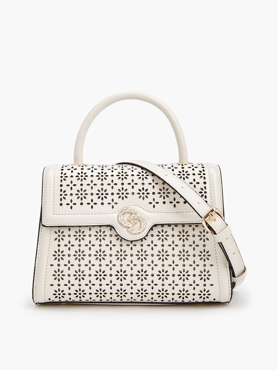 Textured Satchel Bag with Detachable Strap