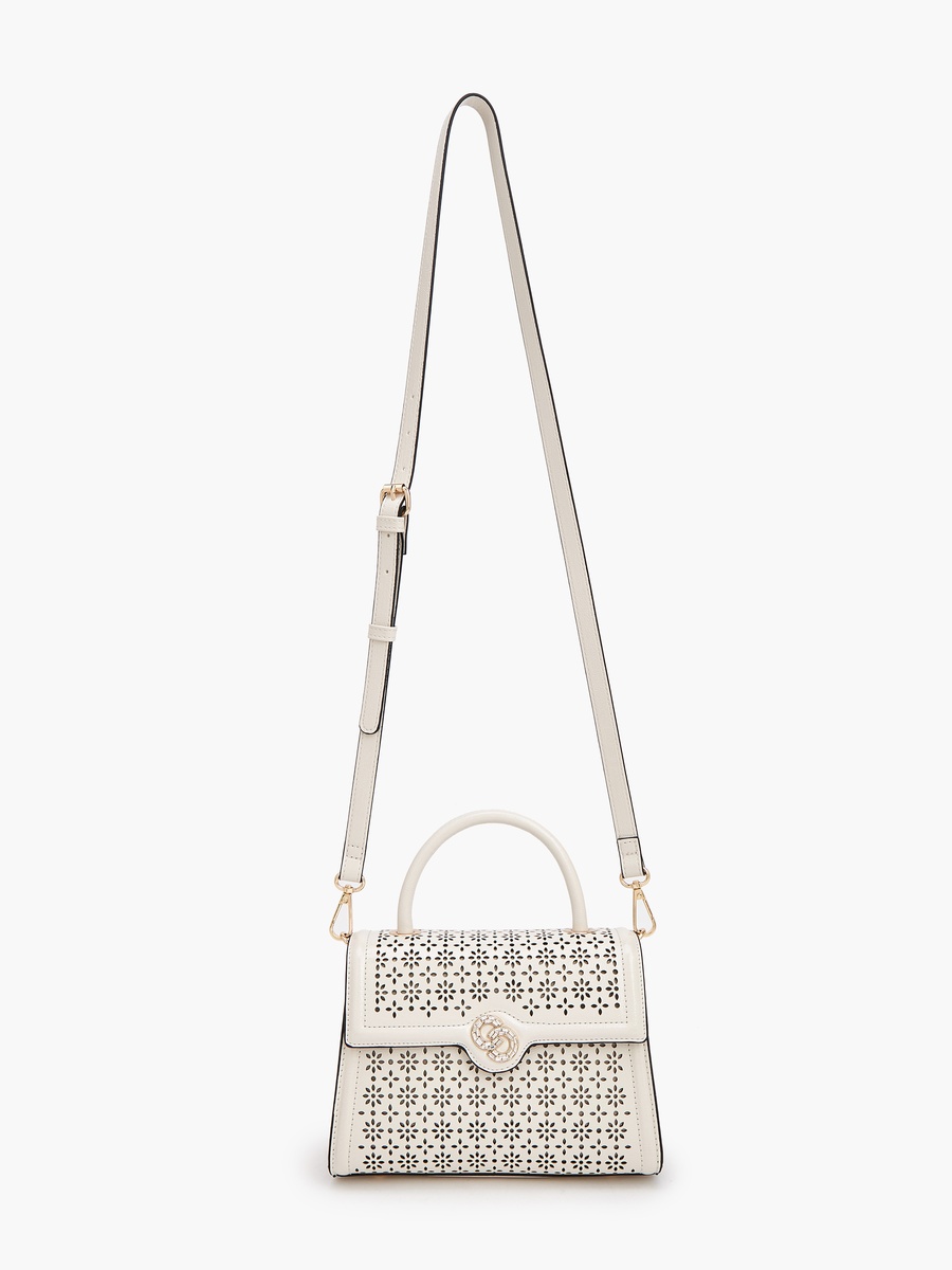 Textured Satchel Bag with Detachable Strap