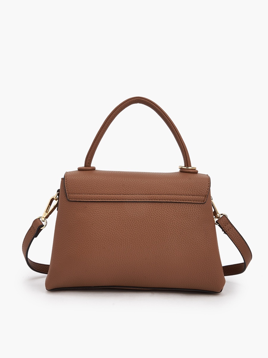 Textured Satchel Bag with Bag Charm