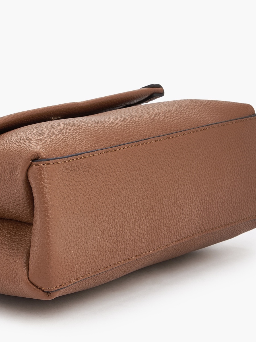 Textured Satchel Bag with Bag Charm