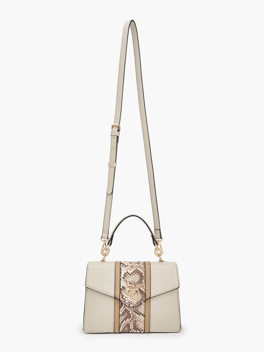 Printed Satchel Bag with Grab Handle