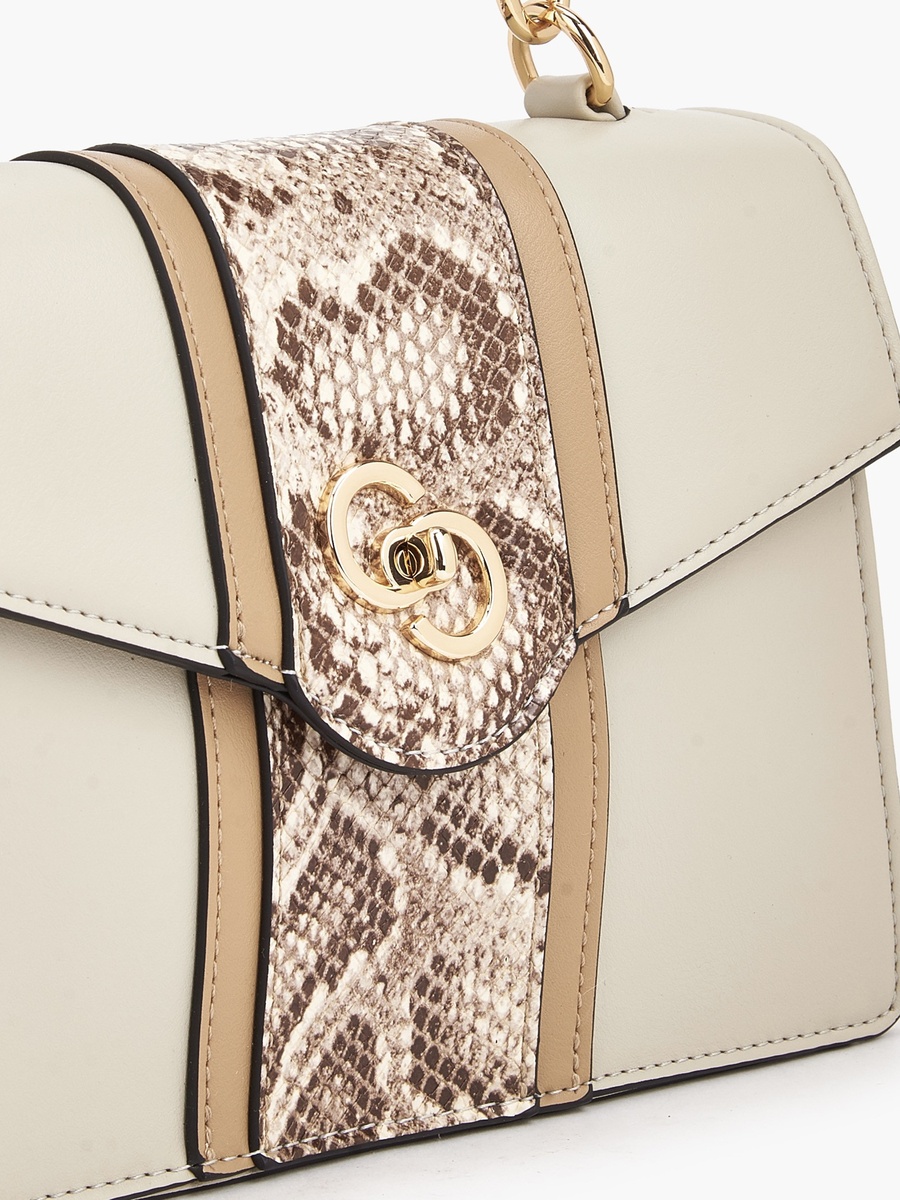 Printed Satchel Bag with Grab Handle