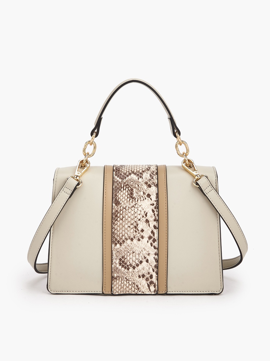 Printed Satchel Bag with Grab Handle