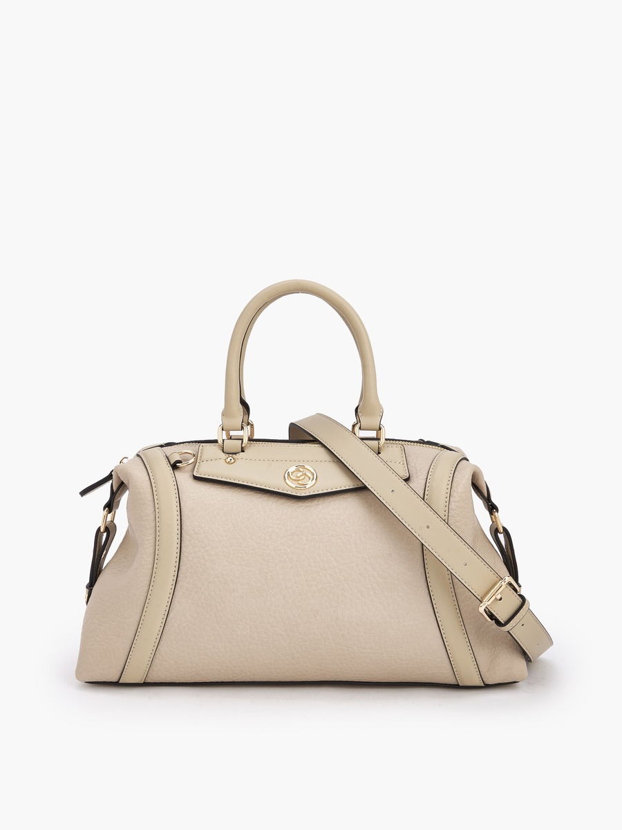 Monogram Embossed Tote Bag with Detachable Strap