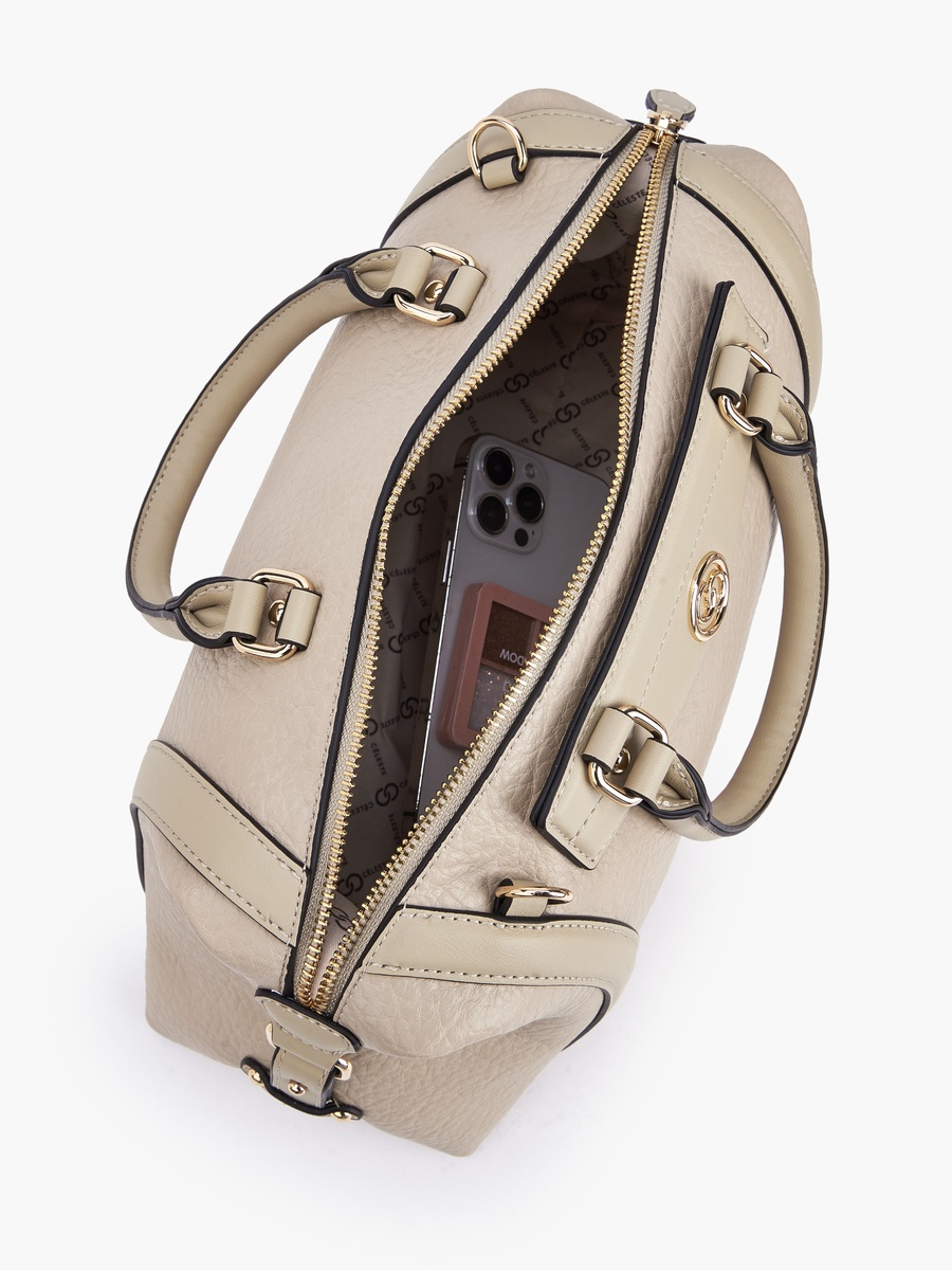 Monogram Embossed Tote Bag with Detachable Strap