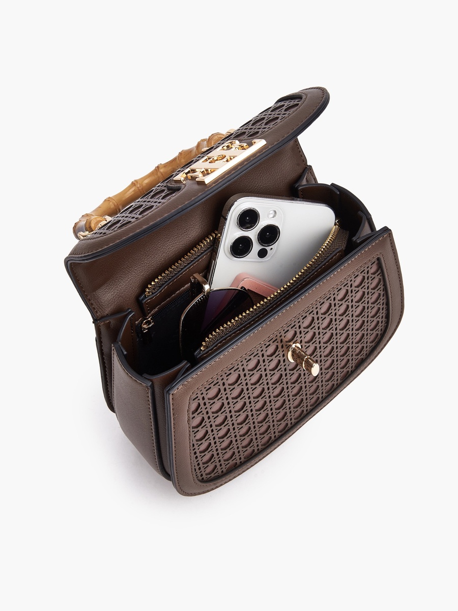 Textured Crossbody Bag with Detachable Strap