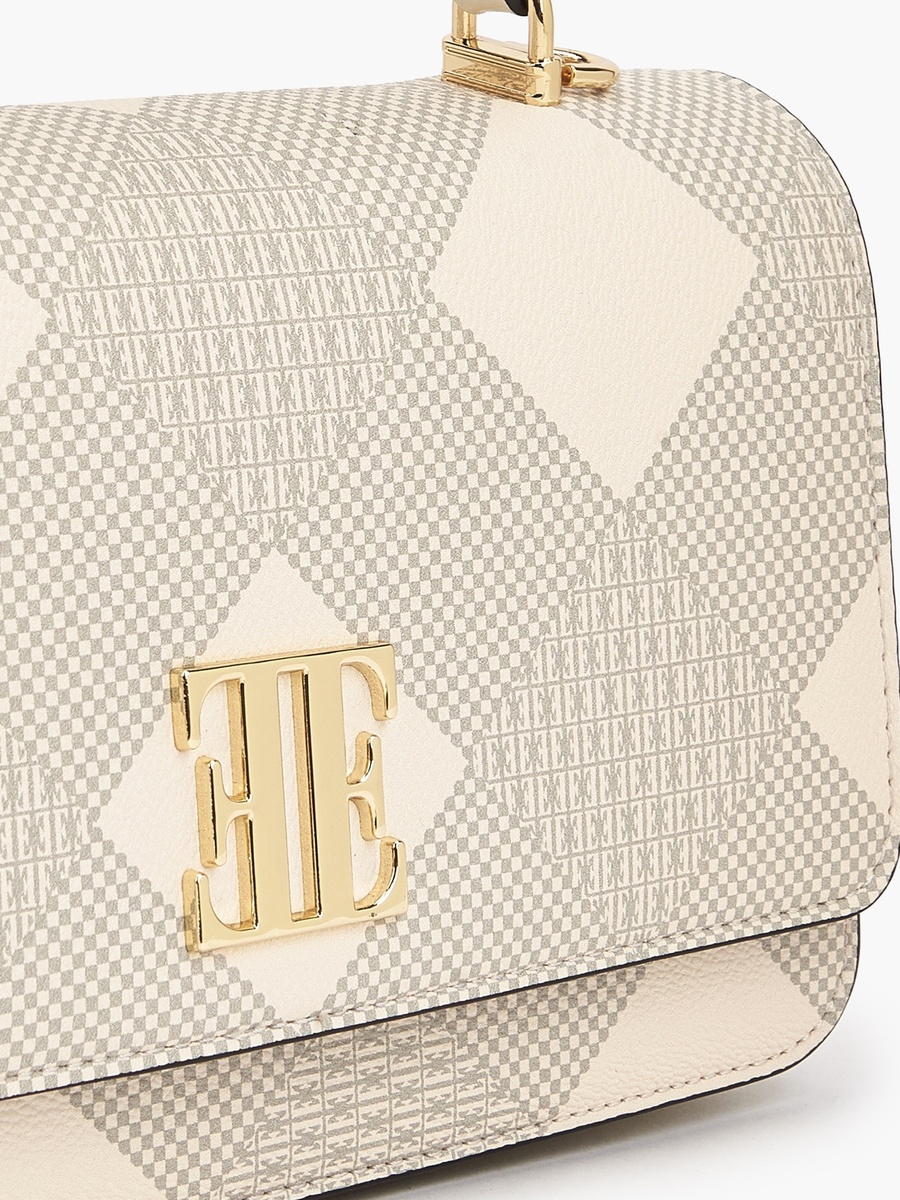 Monogram Print Satchel Bag with Chain Strap
