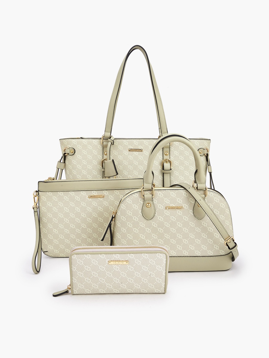4-Piece Monogram Print Bag Set