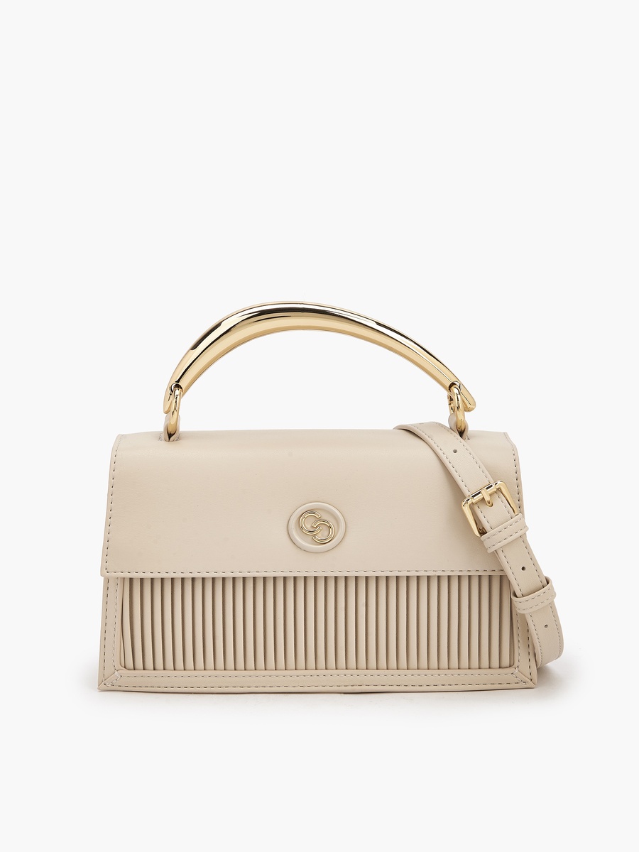 Pleated Satchel Bag with Grab Handle