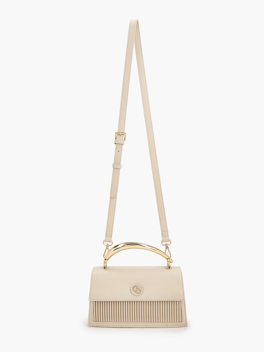 Pleated Satchel Bag with Grab Handle