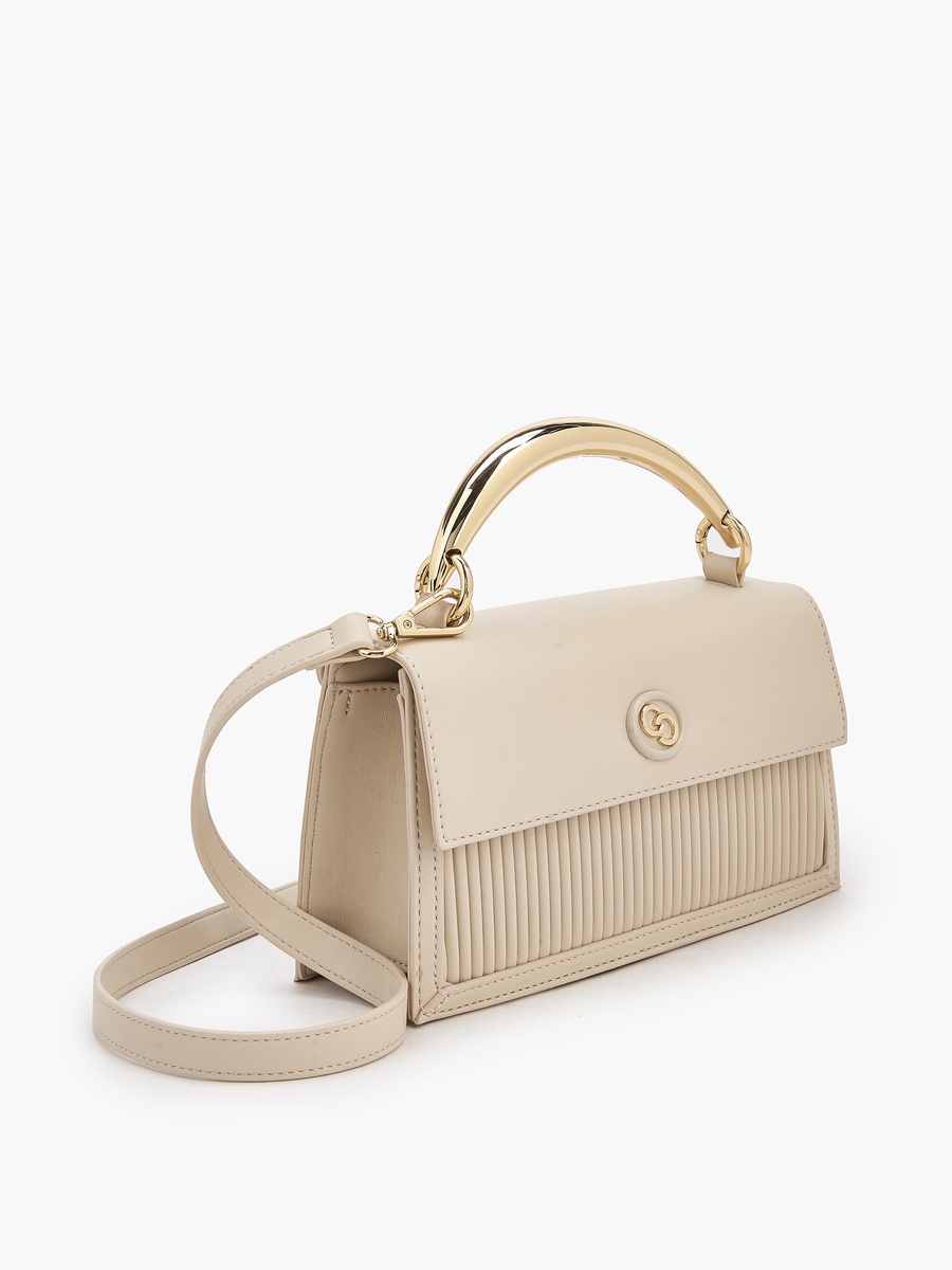 Pleated Satchel Bag with Grab Handle