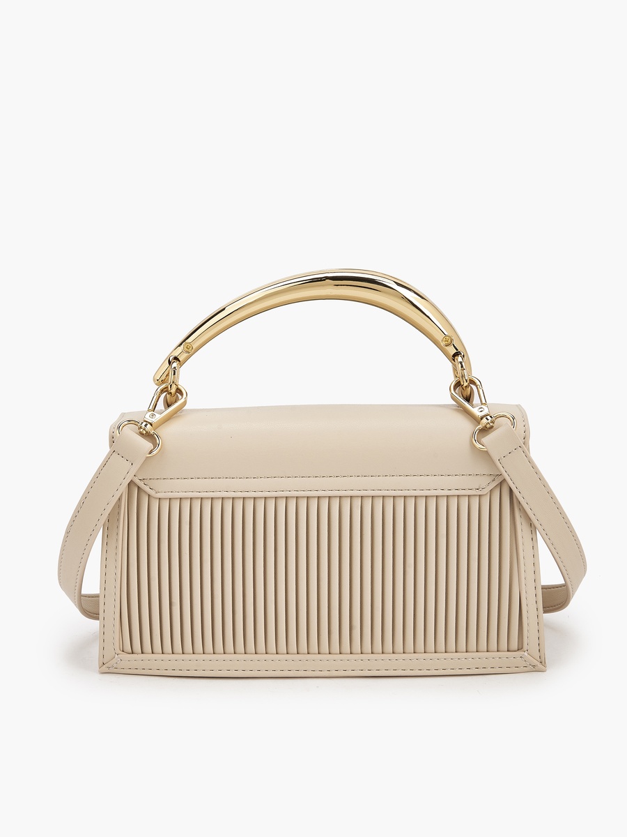 Pleated Satchel Bag with Grab Handle