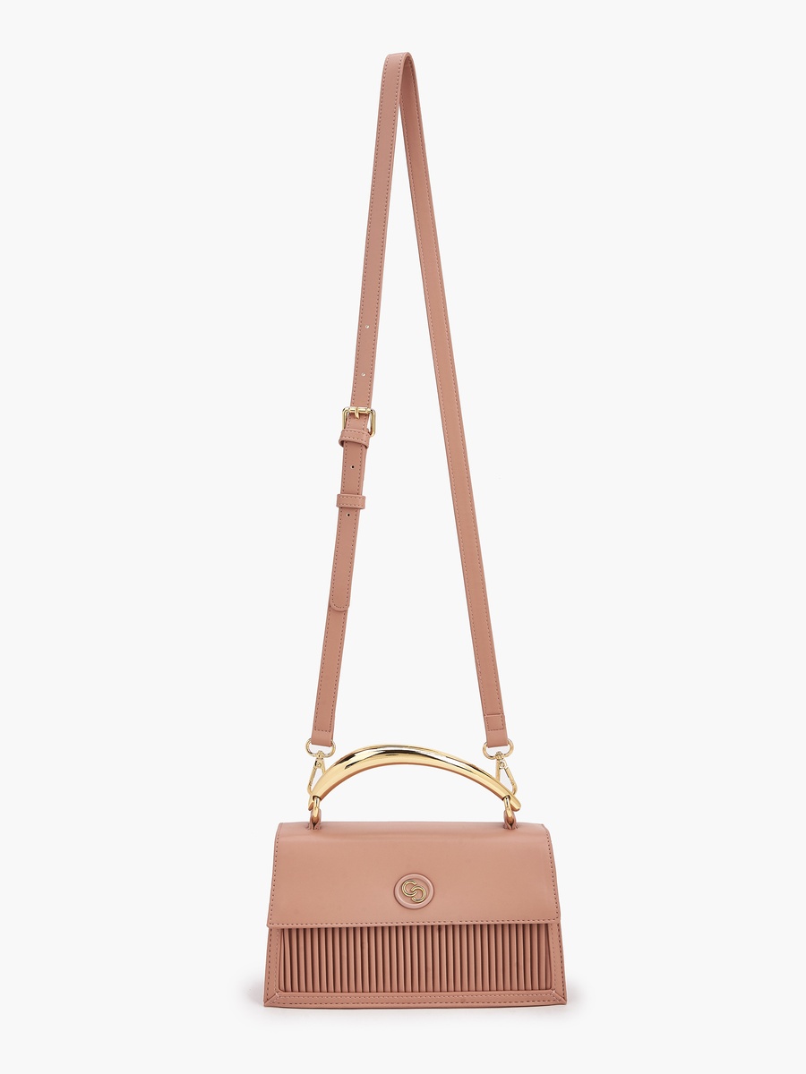 Pleated Satchel Bag with Grab Handle