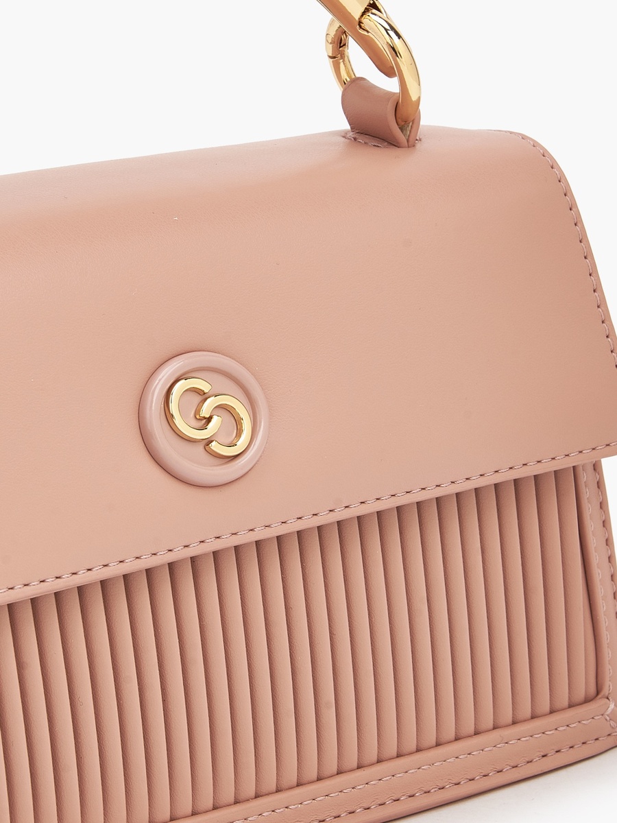 Pleated Satchel Bag with Grab Handle