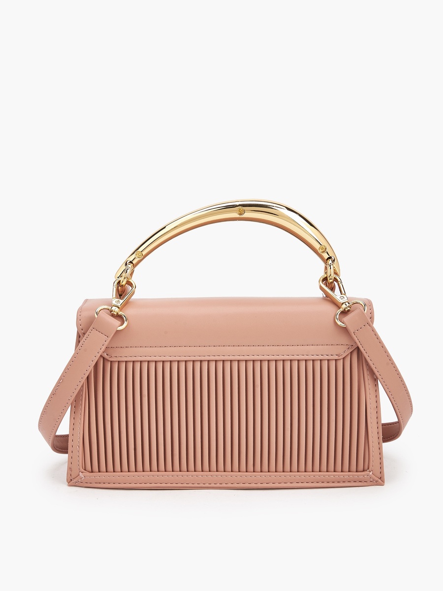 Pleated Satchel Bag with Grab Handle