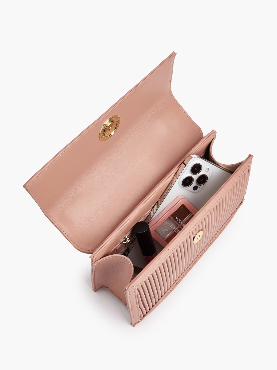 Pleated Satchel Bag with Grab Handle
