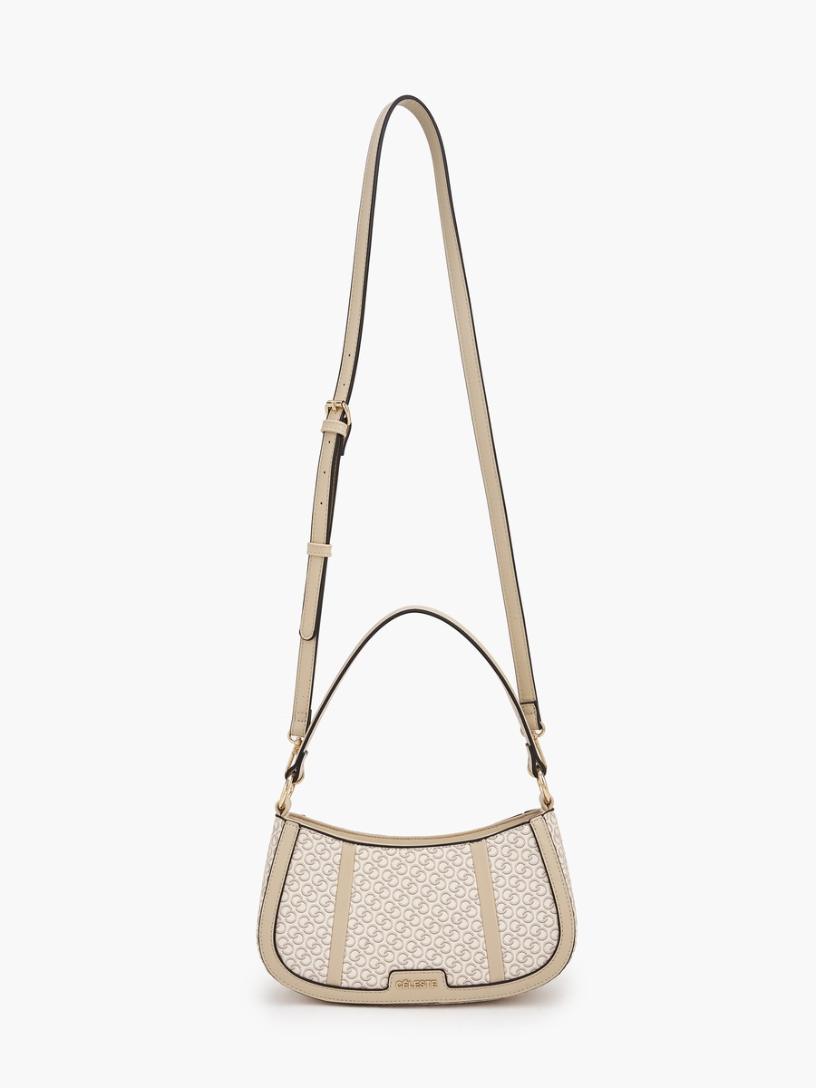 Monogram Print Shoulder Bag with Zip Closure