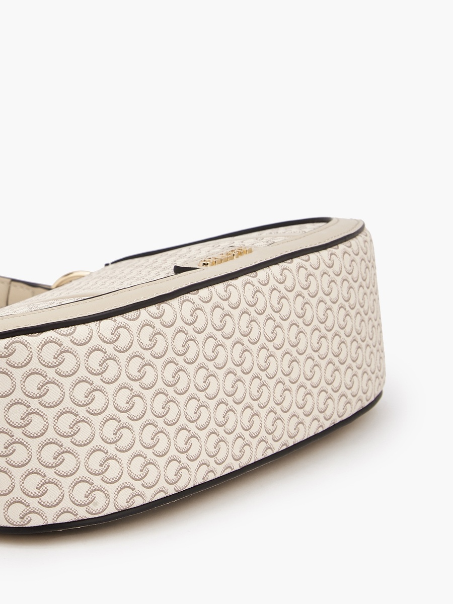 Monogram Print Shoulder Bag with Zip Closure