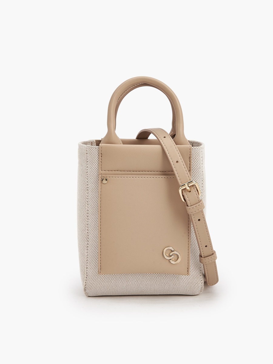 Textured Crossbody Bag with Double Handle
