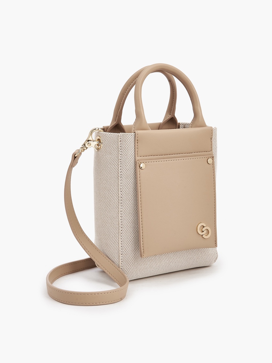 Textured Crossbody Bag with Double Handle