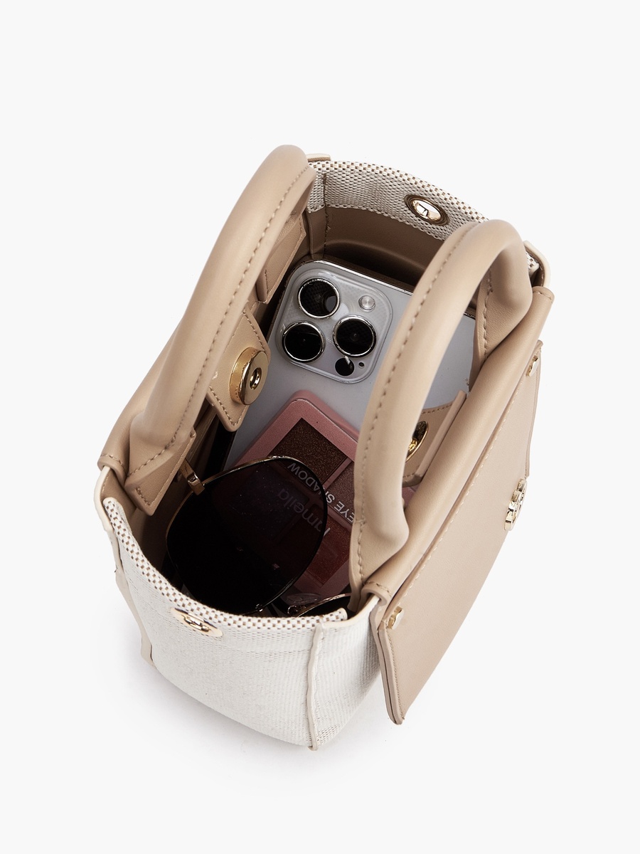 Textured Crossbody Bag with Double Handle
