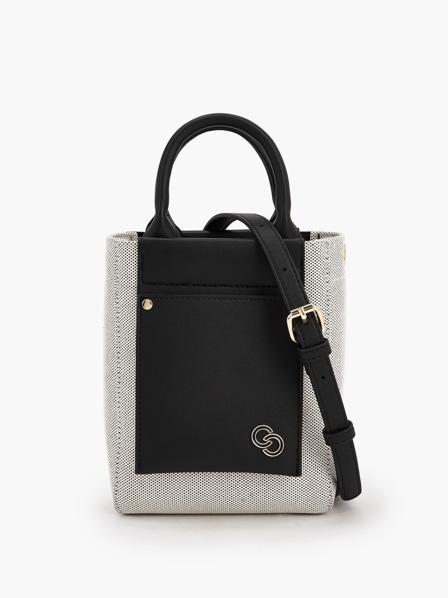 Textured Crossbody Bag with Double Handle