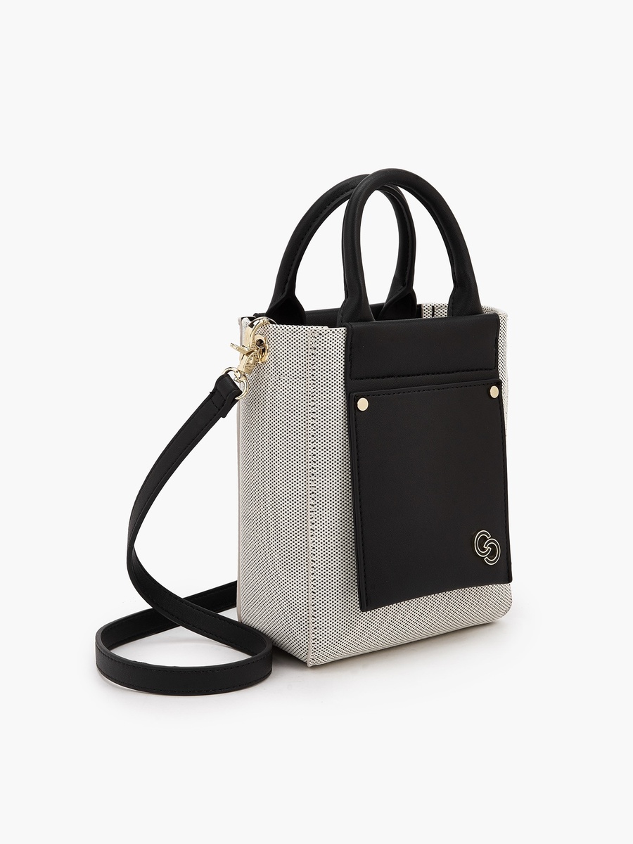 Textured Crossbody Bag with Double Handle