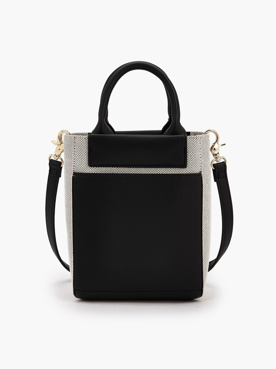 Textured Crossbody Bag with Double Handle