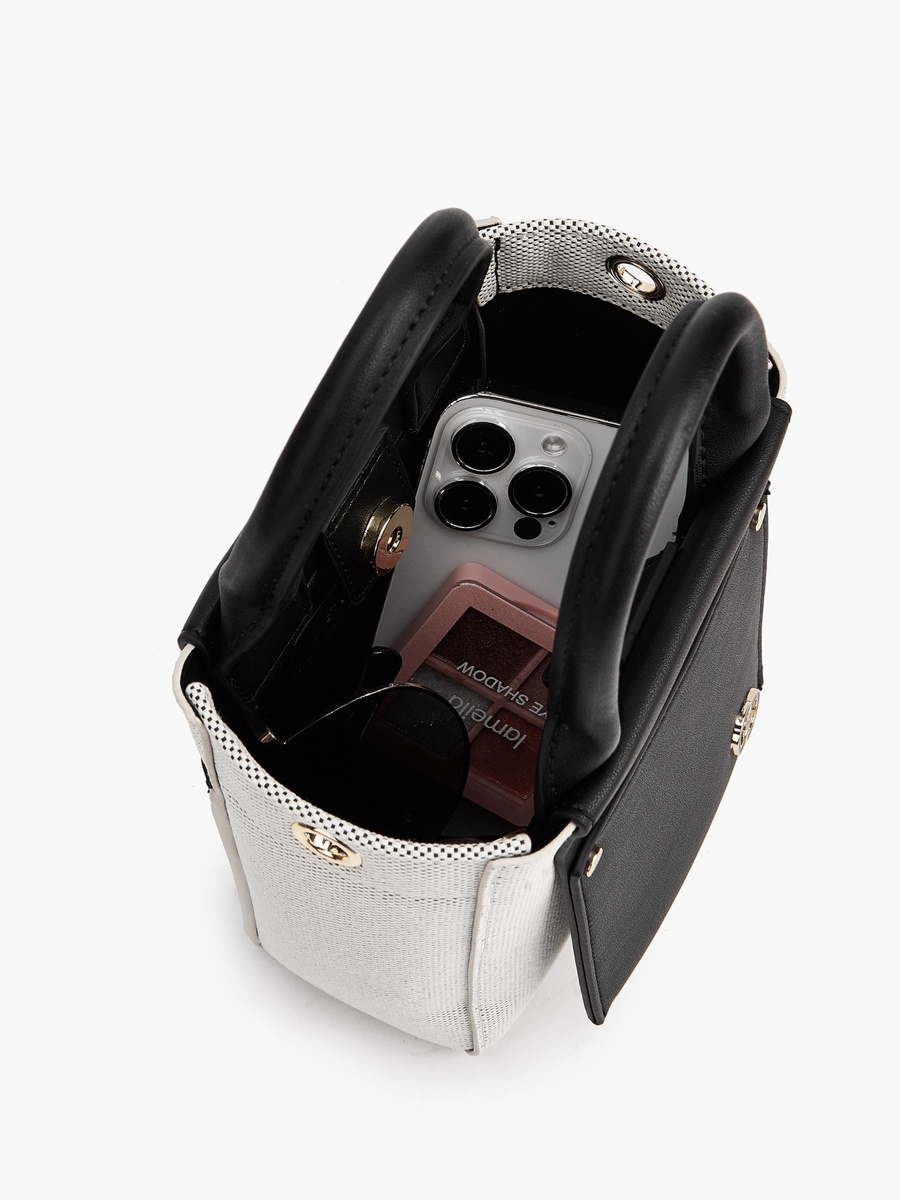 Textured Crossbody Bag with Double Handle
