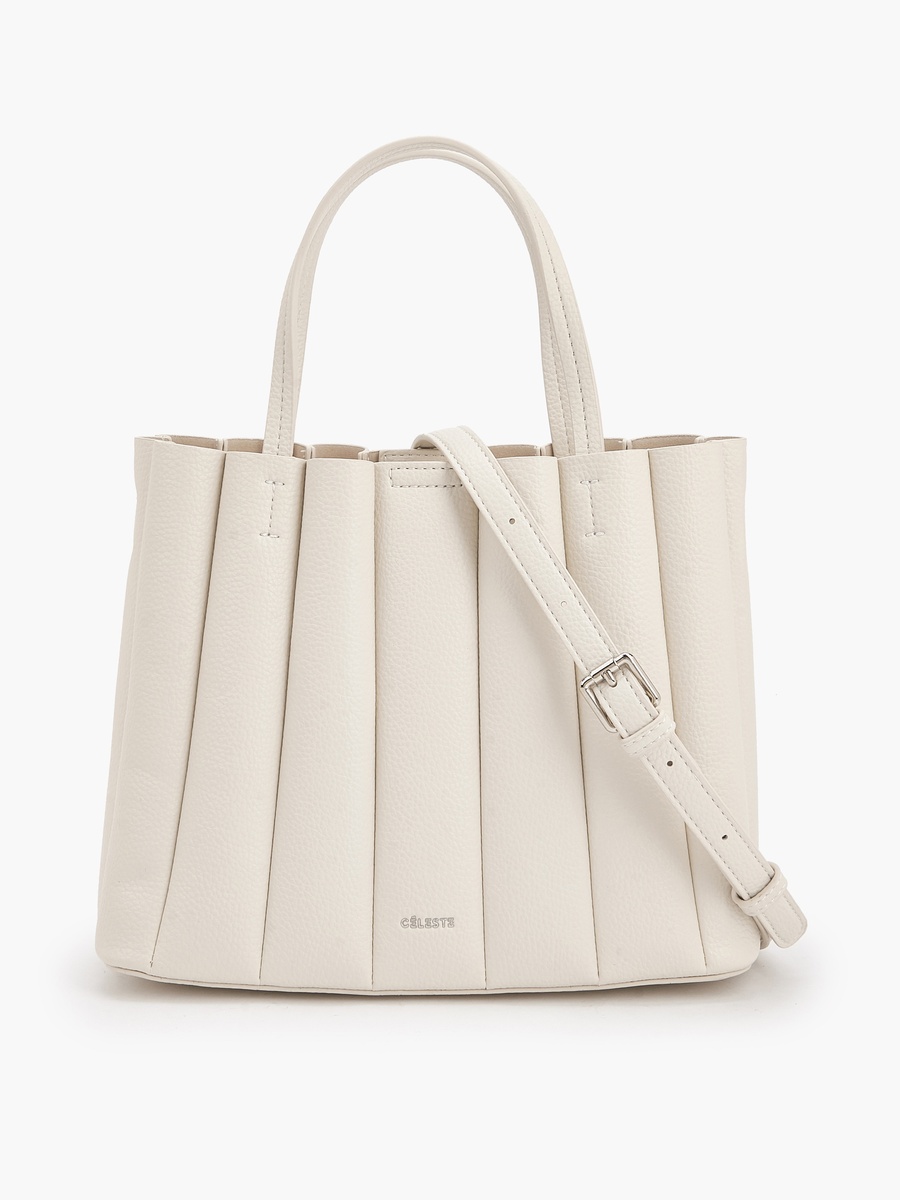 Pleated Tote Bag with Pouch