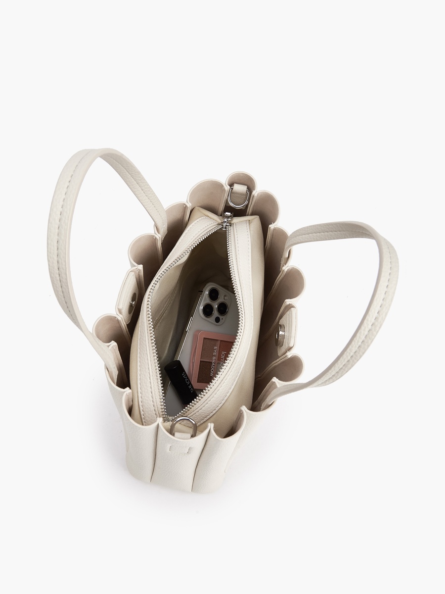 Pleated Tote Bag with Pouch