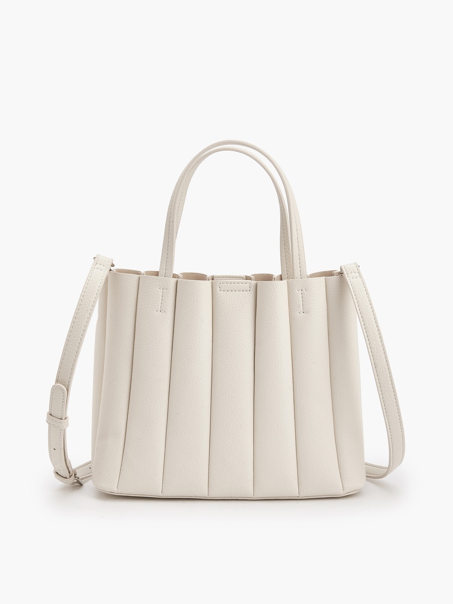 Pleated Tote Bag with Pouch
