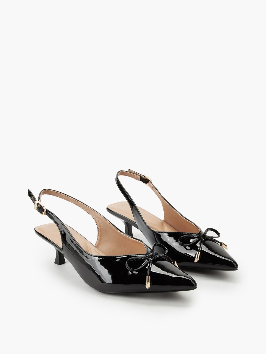 Women Bow Detail Kitten Heel Shoes