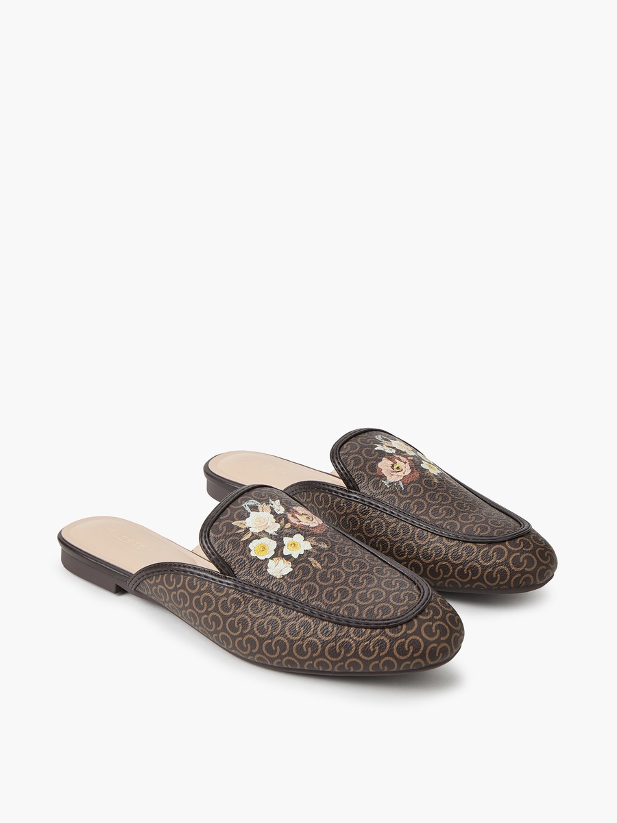 Women Monogram Floral Print Mules