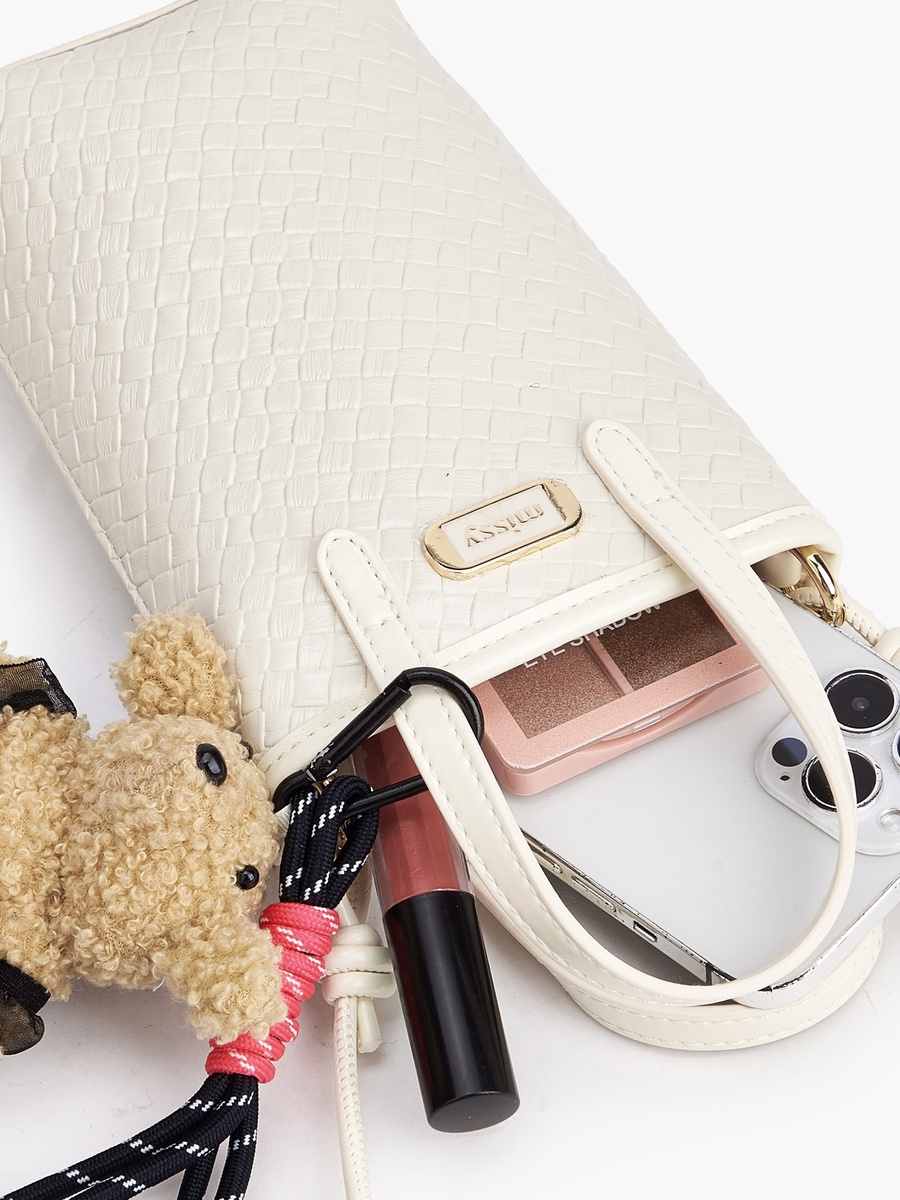 Textured Crossbody Bag with Detachable Strap