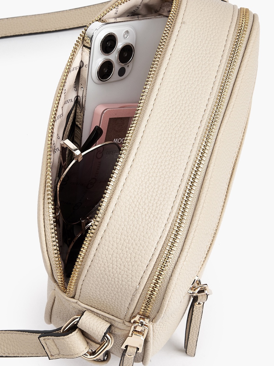 Textured Crossbody Bag with Adjustable Strap